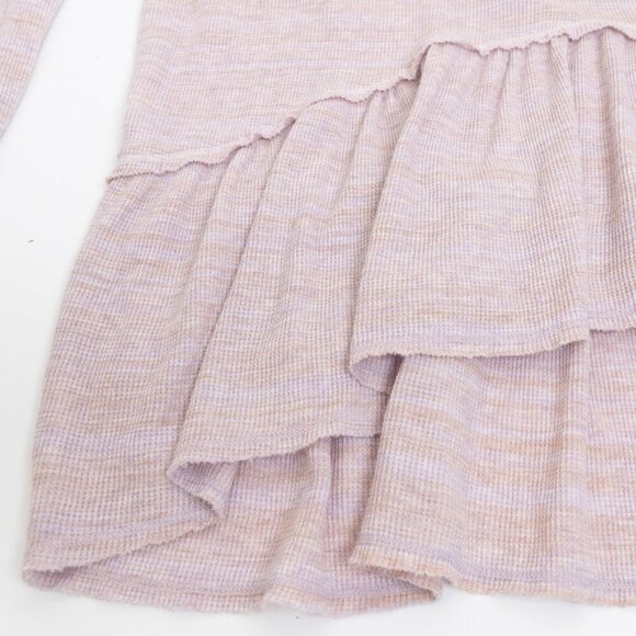 Free People We The Free Peplum Thermal Top Pink Lavender Long Sleeve Henley - Picture 9 of 14